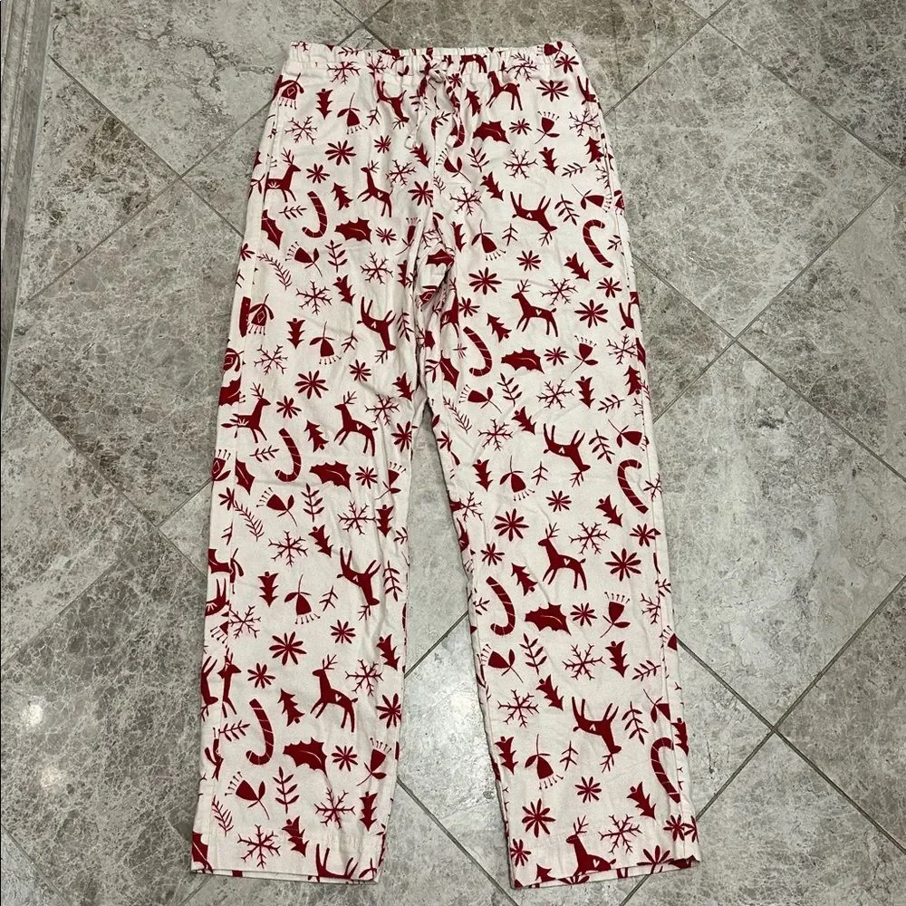 Hanna Andersson Christmas Nordic Flannel PJ Pajama Pants Red Cream XS